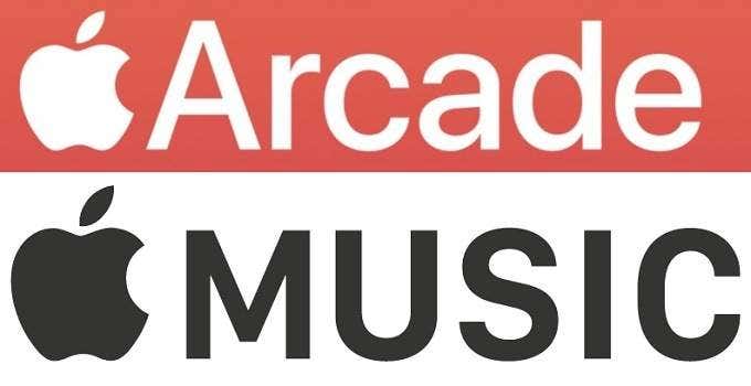 Apple Arcade and Apple Music logos