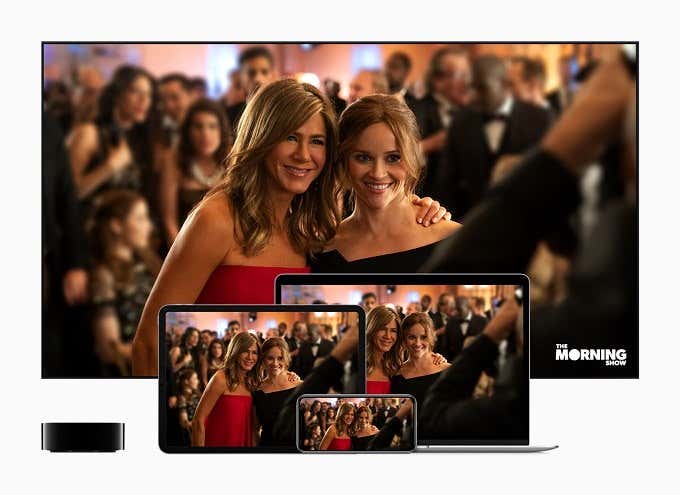 Image of an Apple TV + show on various Mac products