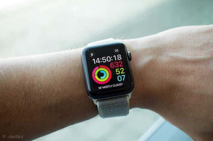 The wrist of someone wearing an Apple Watch 