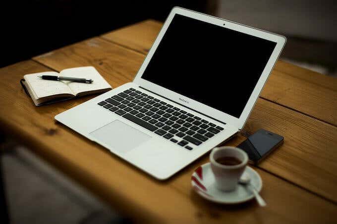 A MacBook on a desk