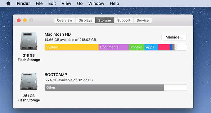 Mac Storage tab