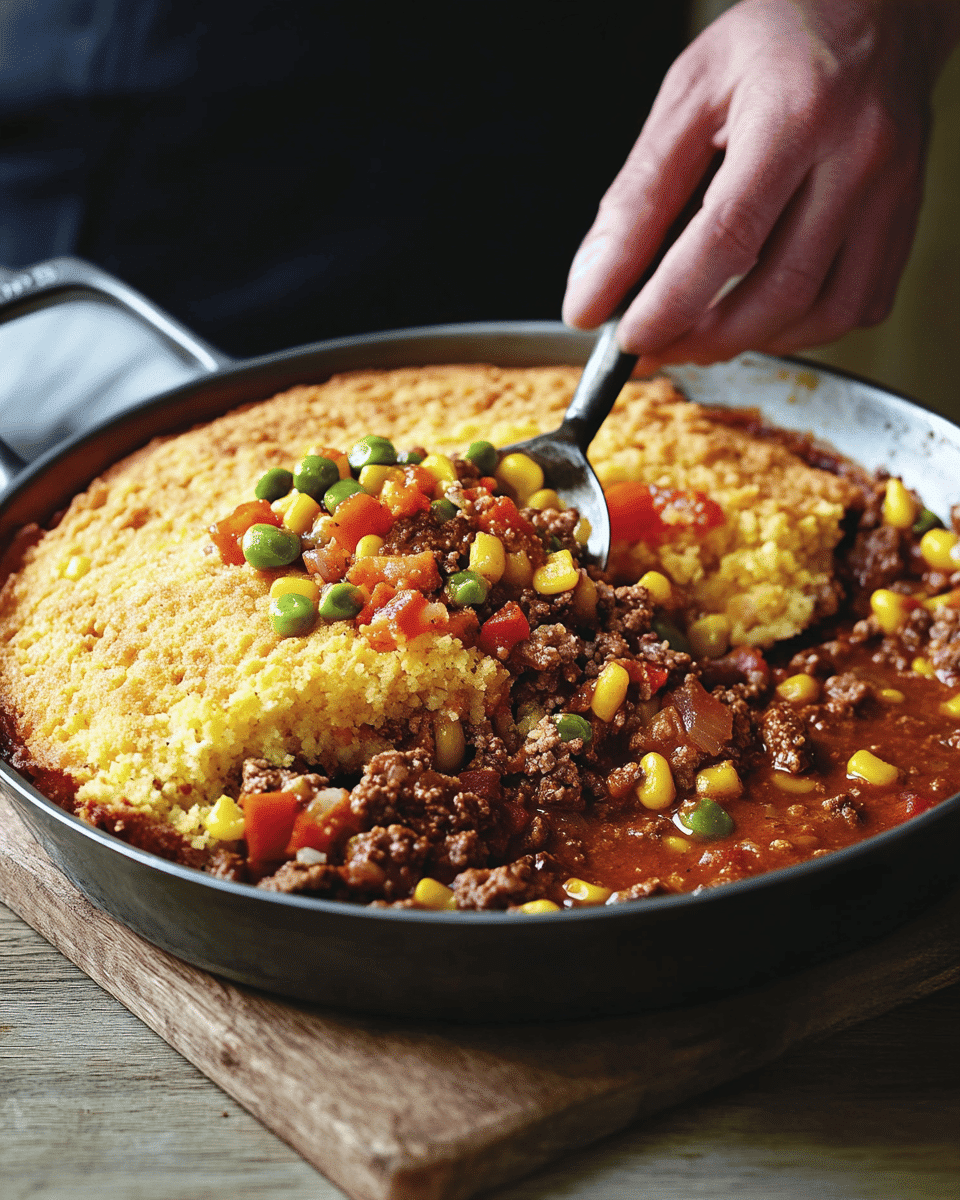 Steps for making cornbread in chili