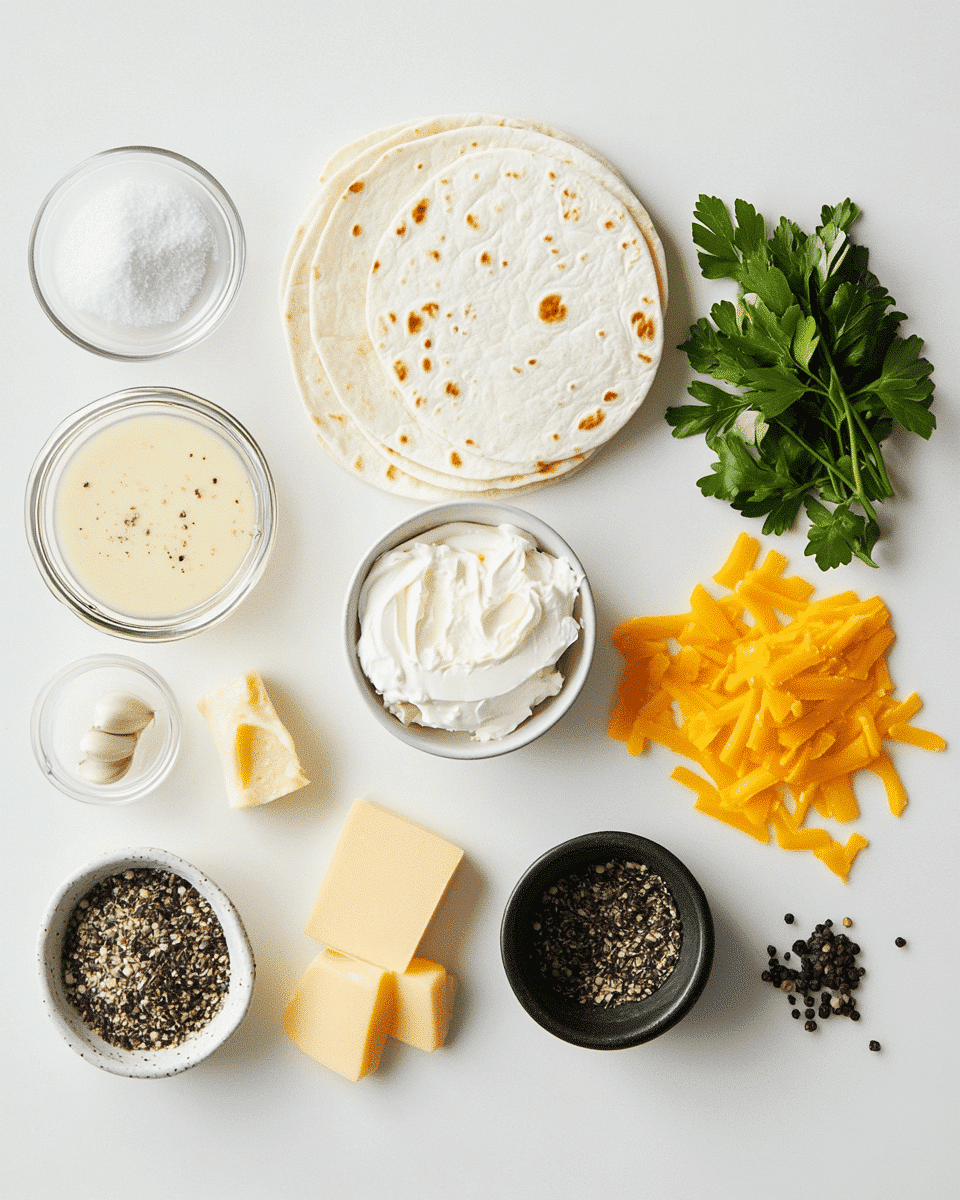 Garlic Cheesy Chicken Wraps ingredients