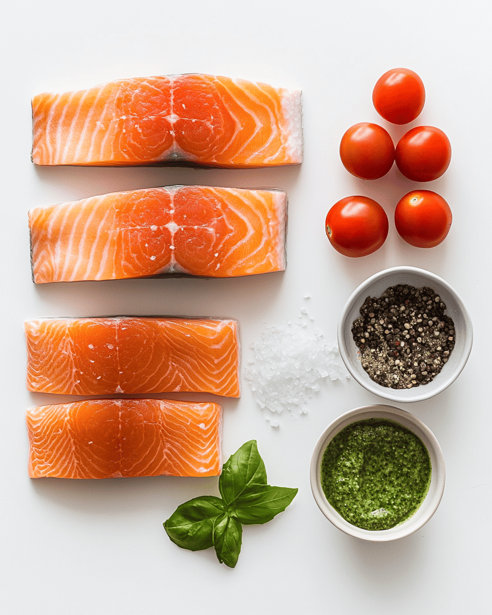 Baked Salmon with Pesto ingredients