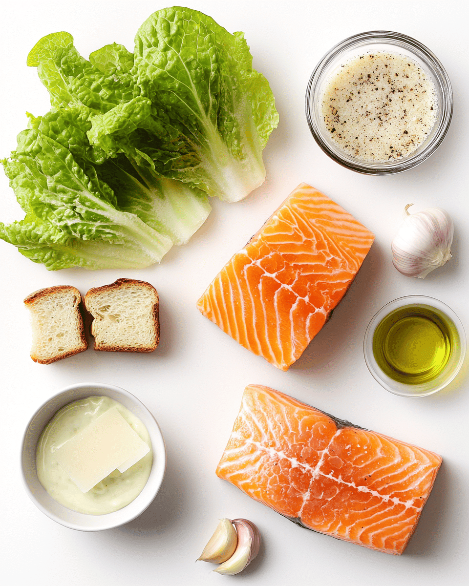 Salmon Caesar Salad ingredients